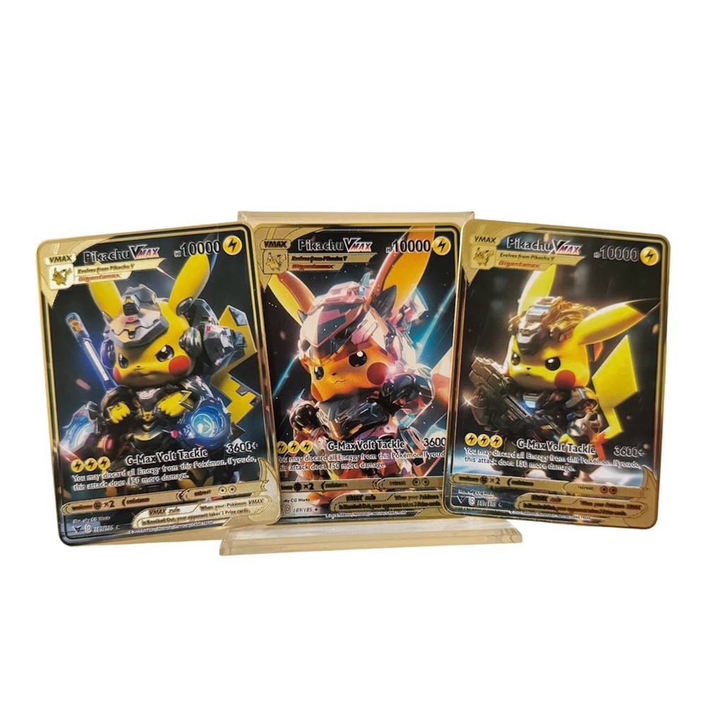 “3” Pokemon Pikachu VMAX  METAL GOLD CARDS  - Gift/Display Fan Art -